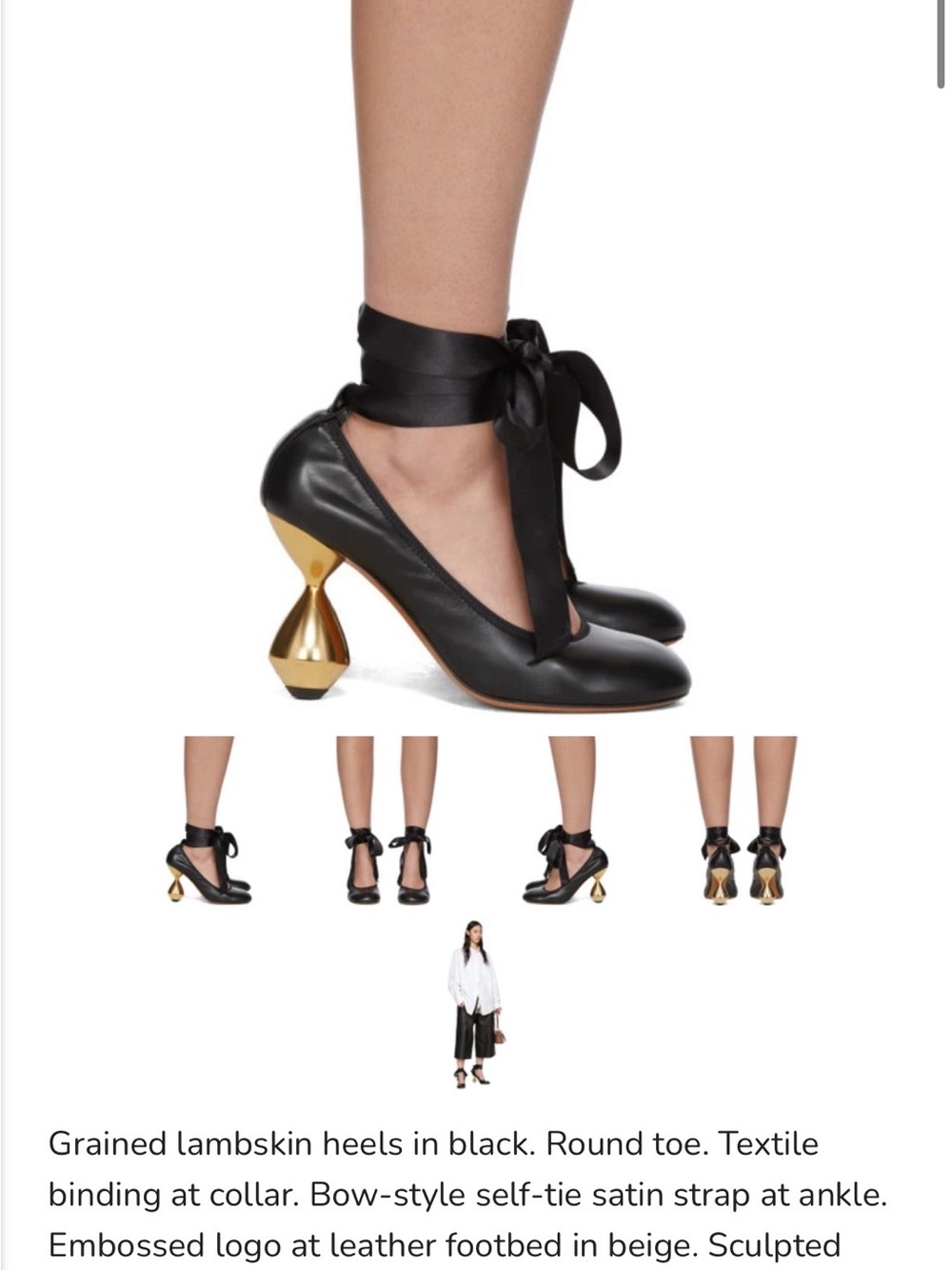 Loewe Ballerina Sculpted Heel Ankle-Tie Pumps